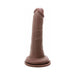 Realistic 6.5-inch red silicone dildo with lifelike texture and sturdy suction cup base for hands-free use.