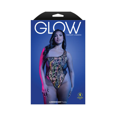 Fantasy Lingerie Glow Luminescent Floral Print One-Shoulder Teddy