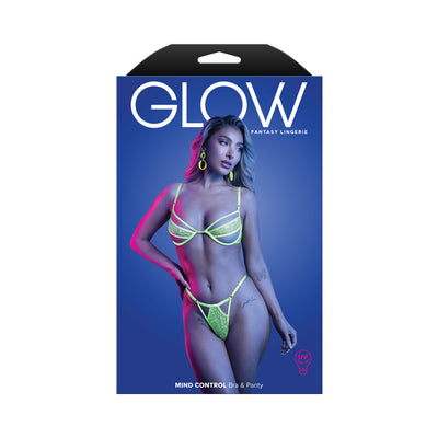 Fantasy Lingerie Glow Mind Control UV Reactive Paneled Underwire Bra & Panty