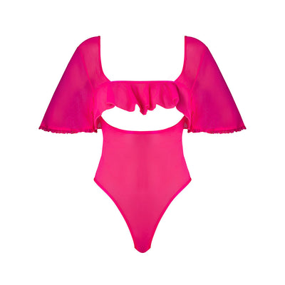 Magic Silk Pink Kink Flutter Sleeve Teddy Pink Glow