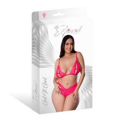Magic Silk Get It Girl Peek-a-Boo Bralette & Split Crotch Boy Short Diva Pink