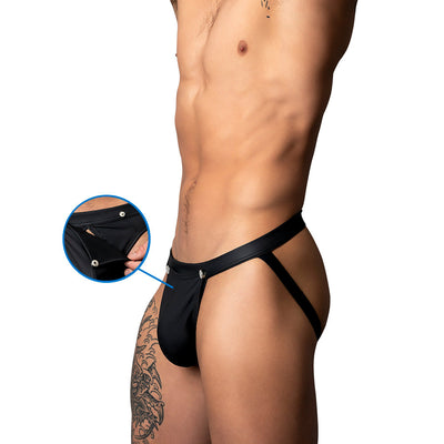 Male Power Oh Snap! Snap off Thong Black
