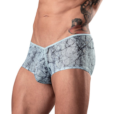 Male Power Marble Mesh Micro Mini Short Silver Blue M