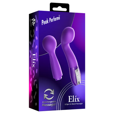 Peak Performa Interchangeable Elix G-Spot and Wand Massager-Purple