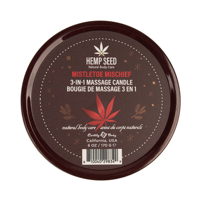 Earthly Body Hemp Seed Holiday Candle Pre Pack: Mistletoe Mischief Tinsel Tease Yule Be Begging