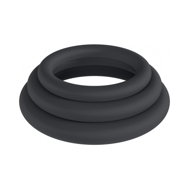 LEVELZ Classic Silicone Cock Ring Set of 3 (L/XL/XXL) Black