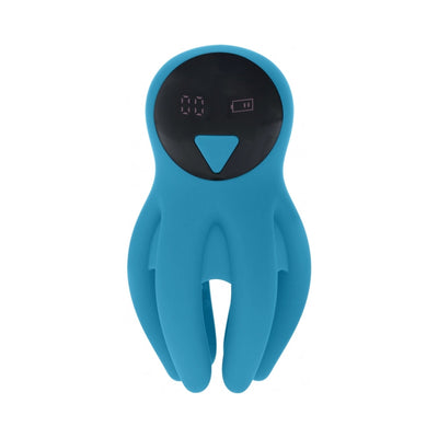 LEVELZ Digital Vibrating Silicone Penis Head Stimulator with Tentacles Teal