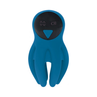 LEVELZ Digital Vibrating Silicone Penis Head Stimulator with Tentacles Teal