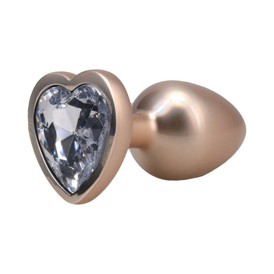 Booty Bling Heart Diamond Jeweled Metal Plug Gold