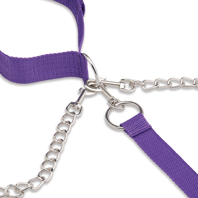 Lux Fetish Collar Cuffs & Leash Set - Purple