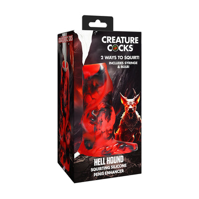 Creature Cocks Hell Hound Squirting Silicone Penis Enhancer - Red