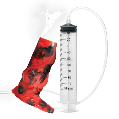 Creature Cocks Hell Hound Squirting Silicone Penis Enhancer - Red