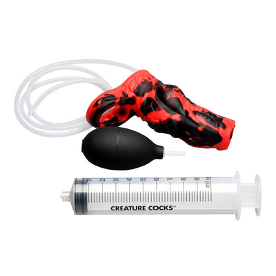 Creature Cocks Hell Hound Squirting Silicone Penis Enhancer - Red