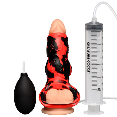 Creature Cocks Hell Hound Squirting Silicone Penis Enhancer - Red