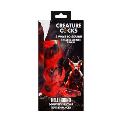 Creature Cocks Hell Hound Squirting Silicone Penis Enhancer - Red