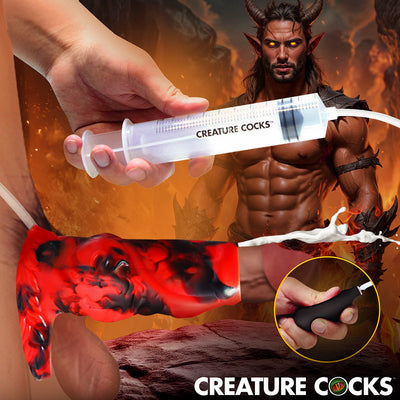 Creature Cocks Hell Hound Squirting Silicone Penis Enhancer - Red