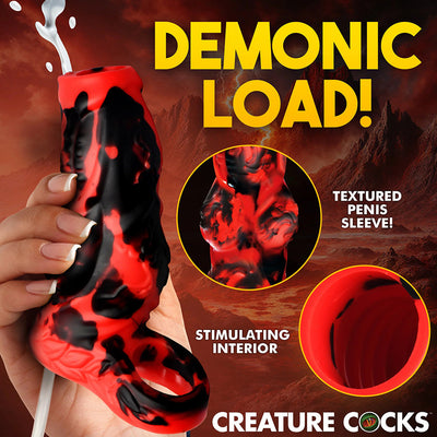 Creature Cocks Hell Hound Squirting Silicone Penis Enhancer - Red