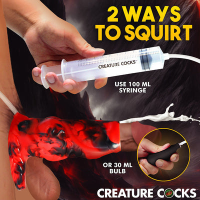 Creature Cocks Hell Hound Squirting Silicone Penis Enhancer - Red