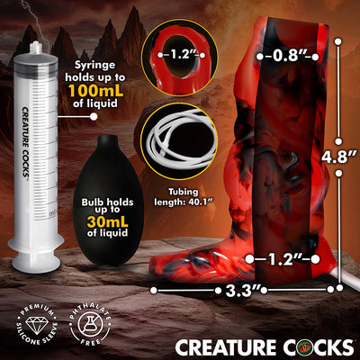 Creature Cocks Hell Hound Squirting Silicone Penis Enhancer - Red