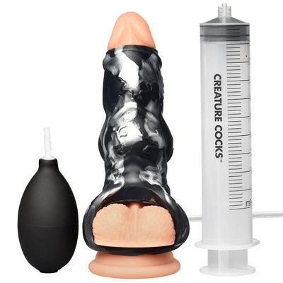 Creature Cocks Night Prowler Squirting Silicone Penis Enhancer - Silver