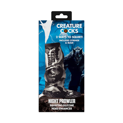 Creature Cocks Night Prowler Squirting Silicone Penis Enhancer - Silver