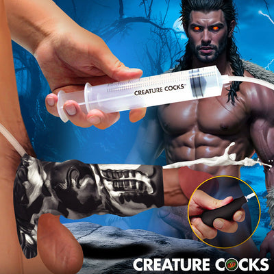 Creature Cocks Night Prowler Squirting Silicone Penis Enhancer - Silver