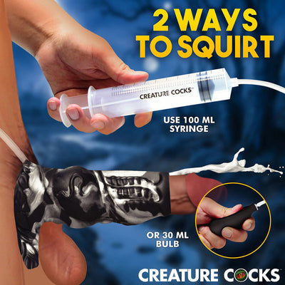 Creature Cocks Night Prowler Squirting Silicone Penis Enhancer - Silver