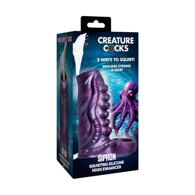 Creature Cocks Tentacle Squirting Silicone Penis Enhancer - Purple