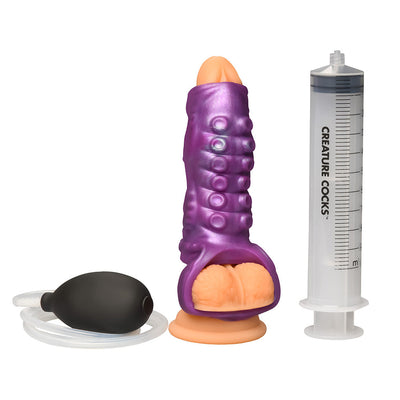 Creature Cocks Tentacle Squirting Silicone Penis Enhancer - Purple