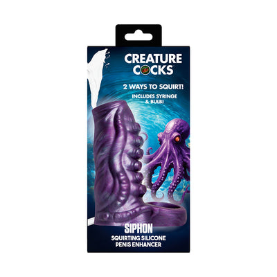 Creature Cocks Tentacle Squirting Silicone Penis Enhancer - Purple