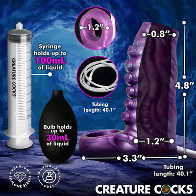 Creature Cocks Tentacle Squirting Silicone Penis Enhancer - Purple