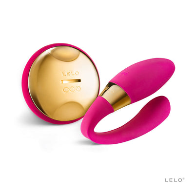 LELO Tiani 24K wearable couples massager in hot cerise with 24-karat gold accents and wireless remote control.