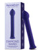 Purple textured flexible wand vibrator with pointed tip next to its Femme Funn Diamond Wand packaging box.