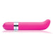 Pink OhMiBod Freestyle G-Spot massager with curved tip and chrome accent band on white background.
