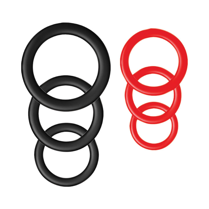 Silicone Ring Packs Red and Black Pack of 6 - product view 2