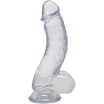 Crystal Jellies Curved Realistic Cock With Balls 7 Inch Clear