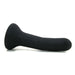 Black medium-sized curved silicone dildo with flared base designed for G-spot stimulation.