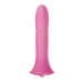 Small pink silicone clitoral stimulator with ergonomic flared base and smooth, sleek design.
