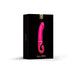 Packaging box of Gvibe Gjay MINI Wildberry vibrator in bright pink with gold accents on a black background.