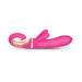 Pink Gvibe Gjay MINI Wildberry vibrator with curved tip and dual stimulation design on white background