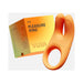 Orange VUSH Orb Pleasure Ring with dual motors displayed next to its yellow-orange gradient packaging box.