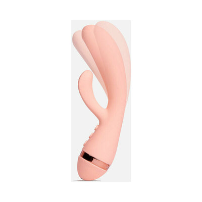Pink VUSH Muse rabbit vibrator with flexible swaying internal arm and curved external stimulator.