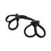 Black silky soft double rope wrist cuffs with adjustable plastic clasps and braided design.