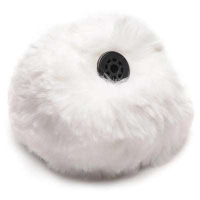 Soft white interchangeable bunny tail with black SnapOn base for anal plug attachment.