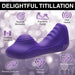 Purple ergonomic silicone vibrator with dual motors, remote control, and textured design for targeted stimulation and powerful vibrations.