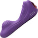 Purple silicone ergonomic vibrator with textured ridges and remote control compatibility by INMI