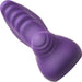 Purple silicone vibrating grinder with textured ridges and dual motors for versatile stimulation.