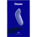 Dame Aer Air Pulse Stimulator in lavender on blue box packaging with minimalist design and product name Aer suction toy.
