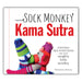 Cover of Sock Monkey Kama Sutra book featuring two colorful sock monkeys embracing against a white background.