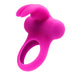 Pink silicone vibrating ring with bunny ears designed for couples' intimate pleasure.
